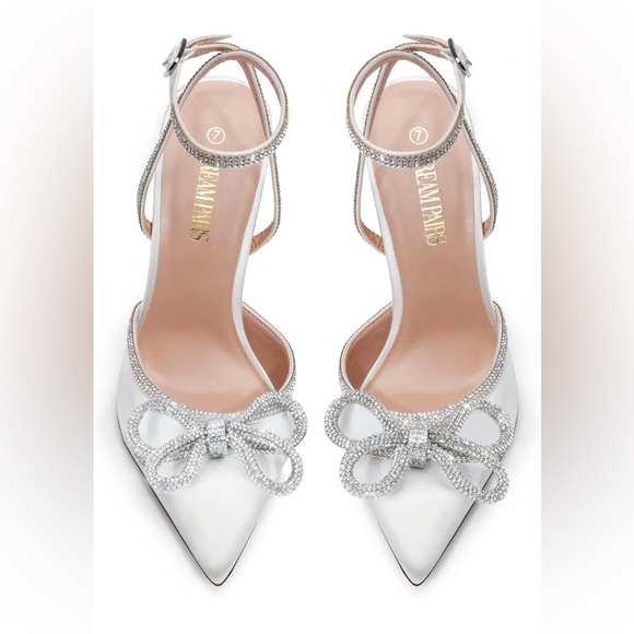 Dream Pairs White Sparkly Bow Heels - Size 9 - NWT 🤍😍 - Picture 3 of 8